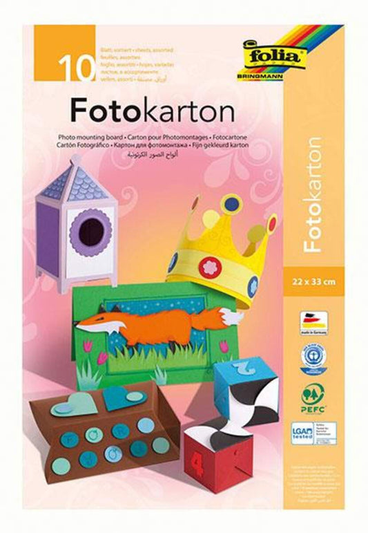 Folia Fotokartonblock 22x33cm 10 Blatt sortiert