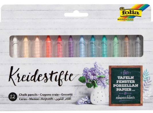 Folia Kreidestifte-Set, farbig sortiert, 12er Etui