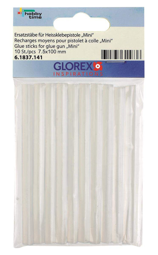 Glorex Ersatzstäbe für Heißklebepistole Mini 7,5x100mm, 10 Stück