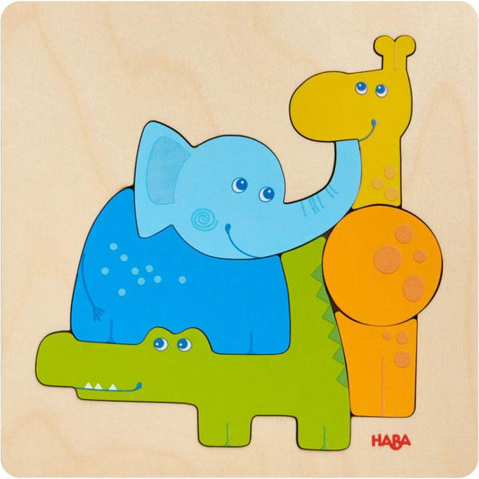 HABA 304609 Holzpuzzle Zootiere, 6 Teile