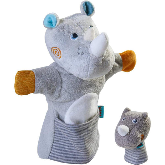 HABA 305755 Handpuppe Nashorn mit Baby