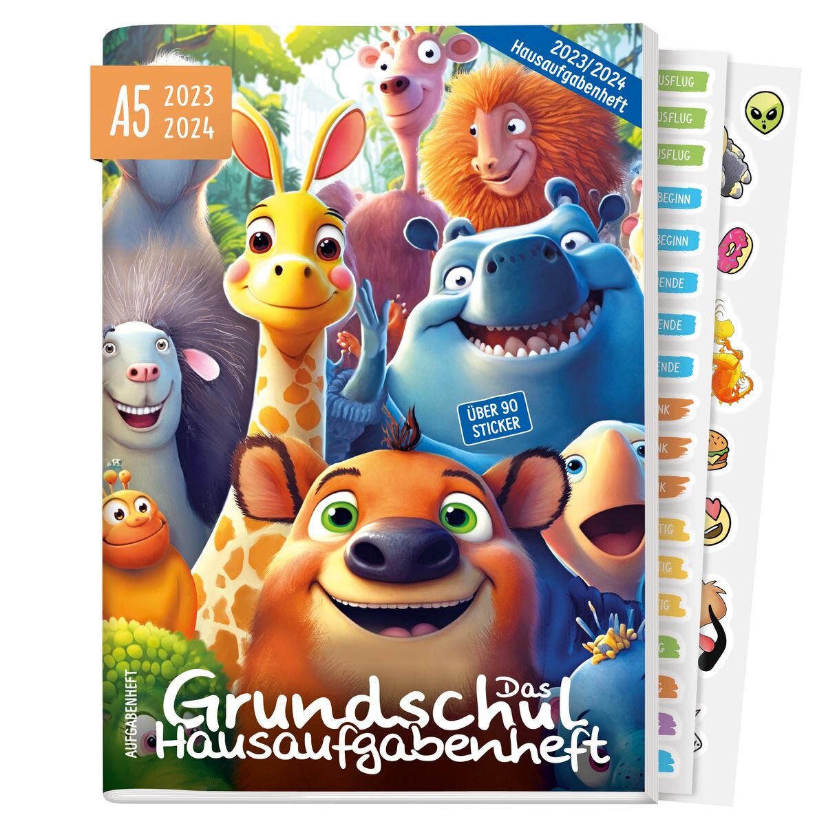 Häfft Verlag Grundschul-Hausaufgabenheft mit Stickerbogen A5, 23/24, 1 Stück, 3-fach sortiert