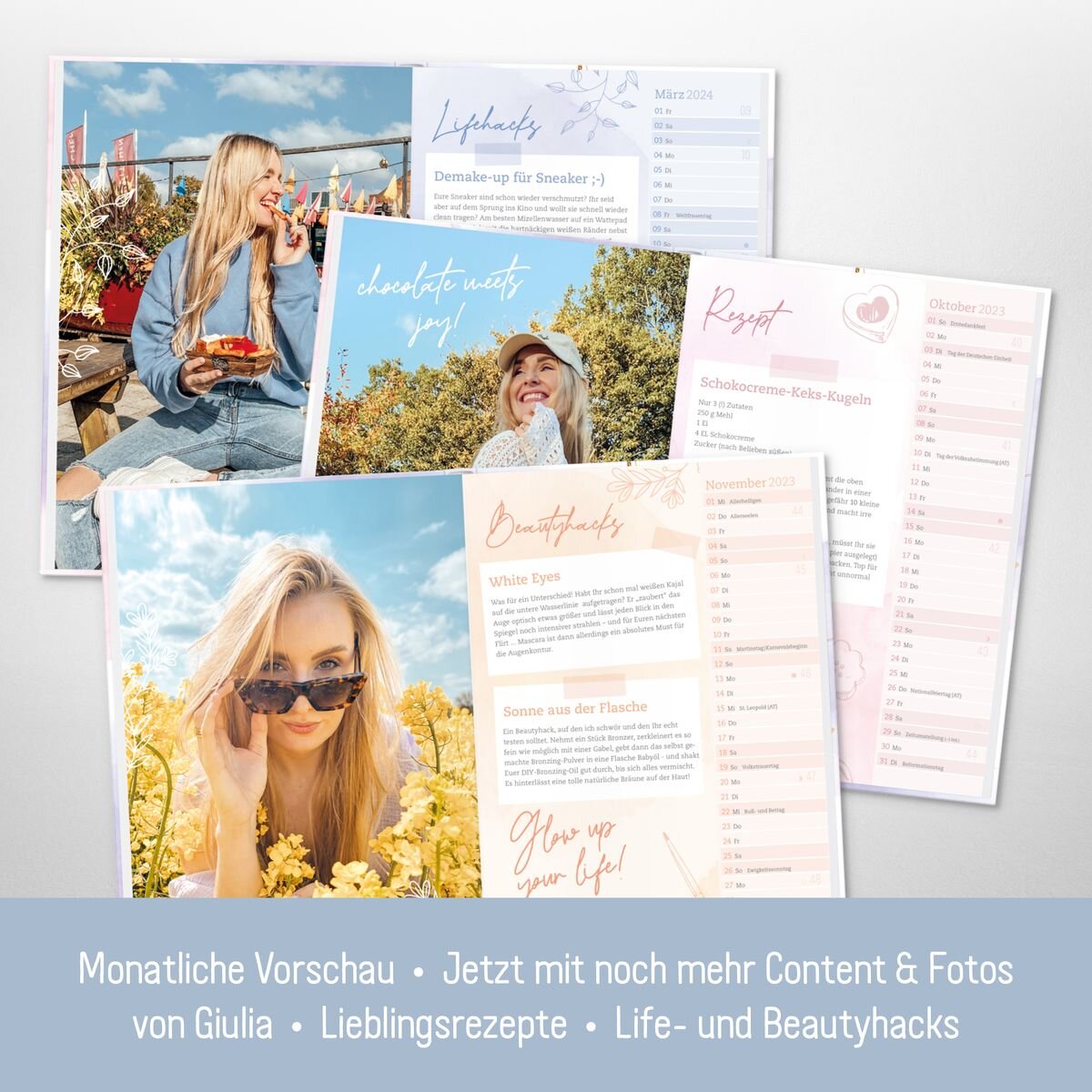 Häfft Verlag Häfft-Timer „Giulia Groth“ 23/24  Influencer-Edition, A5 mit Einstecktasche und Gummiband