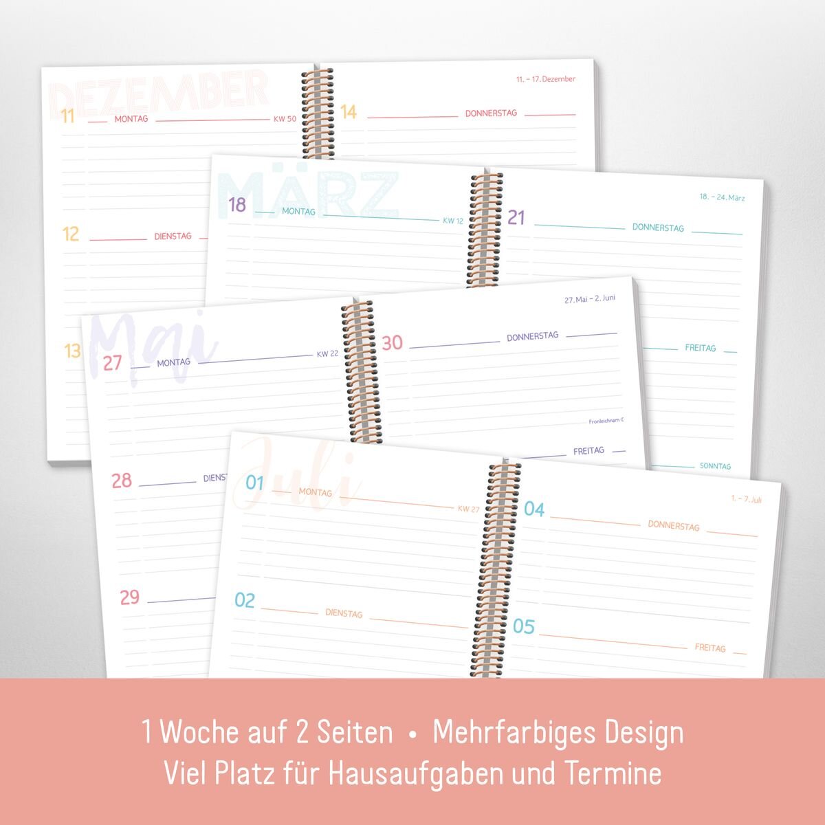 Häfft Verlag Schulstuff Schüler-Timer Spiralbindung A5 23/24, 1 Stück, 4-fach sortiert