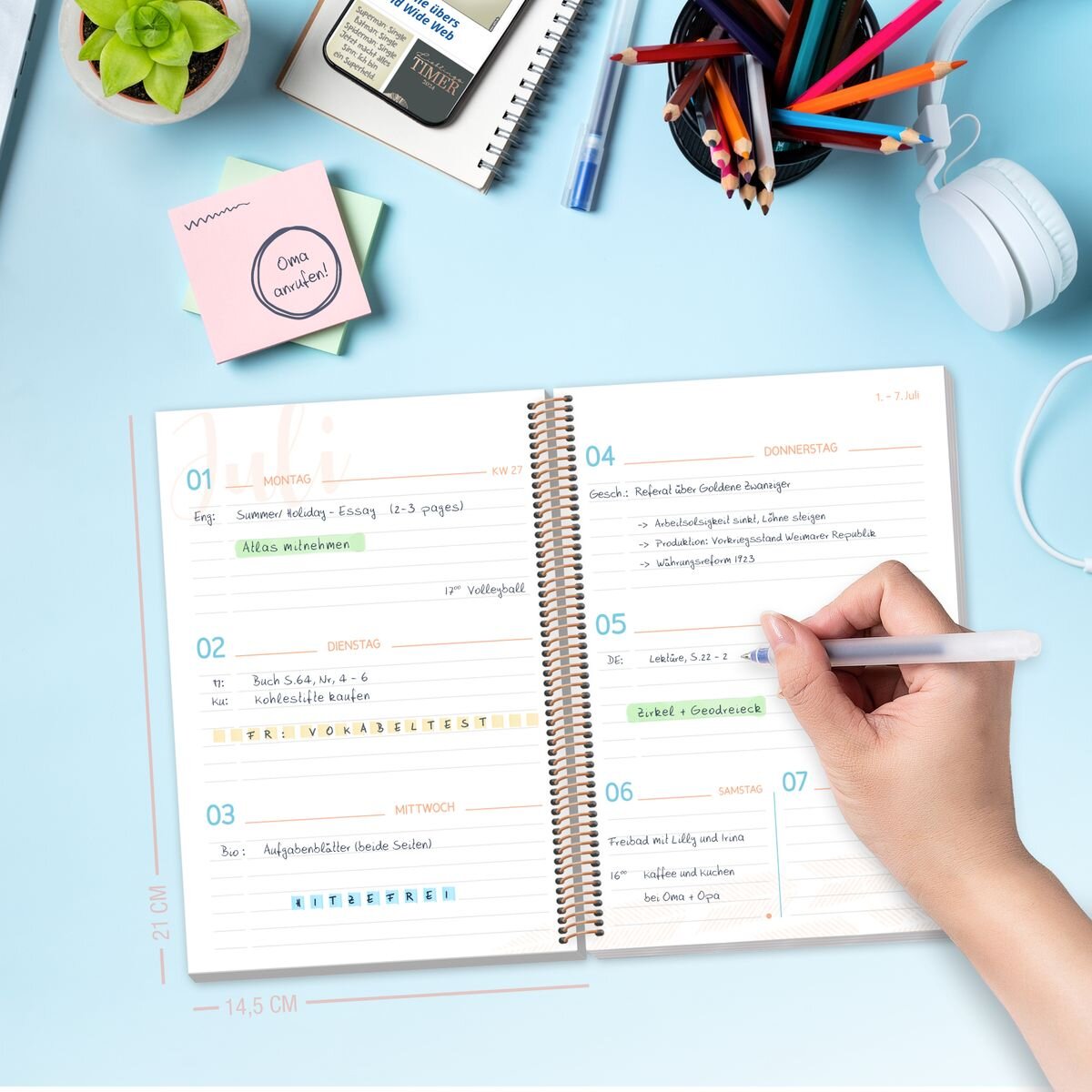 Häfft Verlag Schulstuff Schüler-Timer Spiralbindung A5 23/24, 1 Stück, 4-fach sortiert