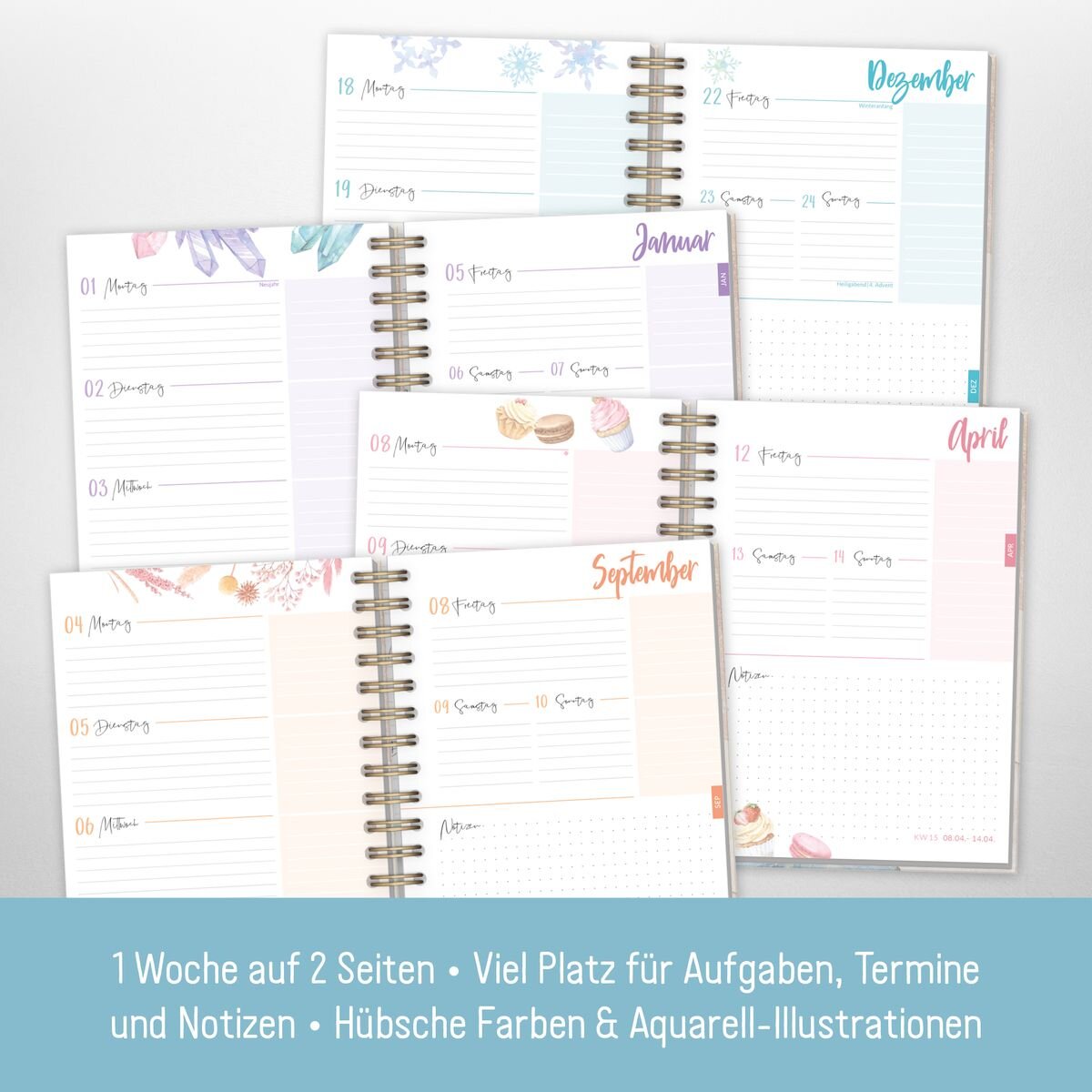 Häfft Verlag Timer Fancy DIN A5 23/24, 1 Stück, 5-fach sortiert