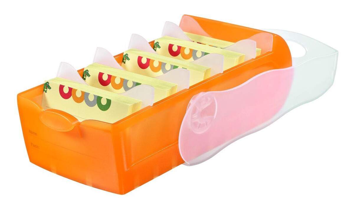 HAN Karteibox CROCO für 500 Karten A8, orange-transluzent