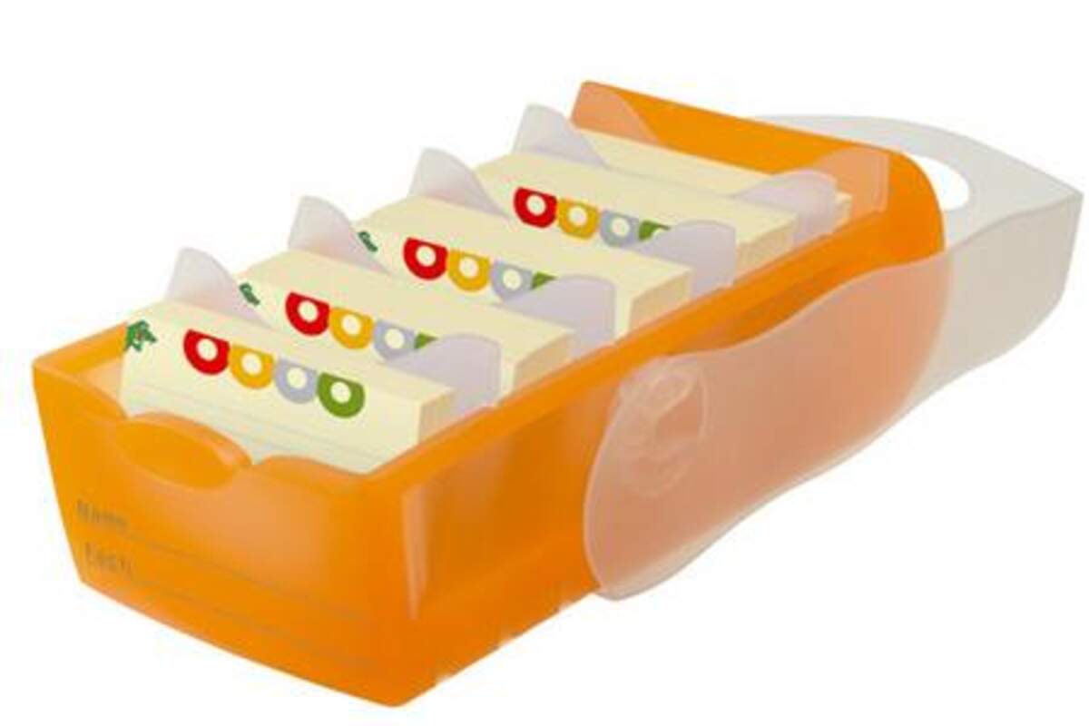 HAN Karteibox CROCO für 900 Karten A7, orange-transluzent