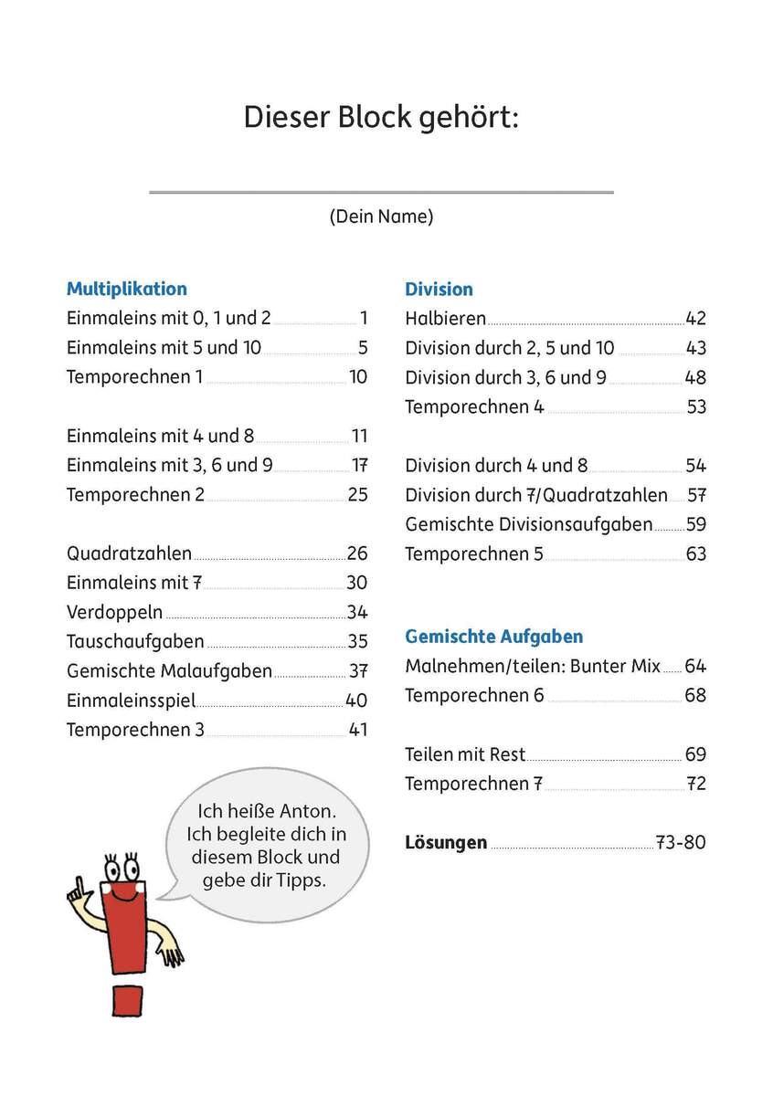 Hauschka Verlag Quer durch die 2./3. Klasse, Das kleine Einmaleins - A5-Übungsblock