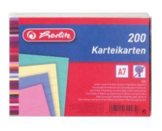 Herlitz Karteikarten bunt, A7, liniert, 200 Stück