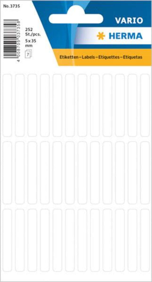 HERMA 3735 Vielzwecketiketten 5 x 35 mm, weiß, 252 Stück