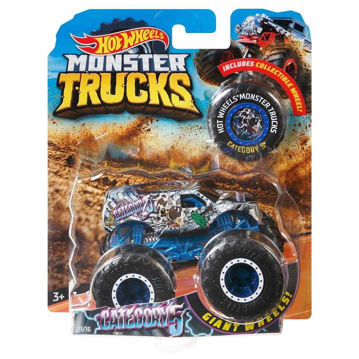 Mattel Hot Wheels Die Cast Sortiment Monster Trucks 1:64, 1 Stück, 4-fach sortiert