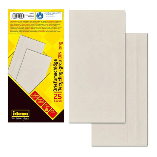 Idena 10543 Briefumschläge DIN lang recycl., 25 Stück