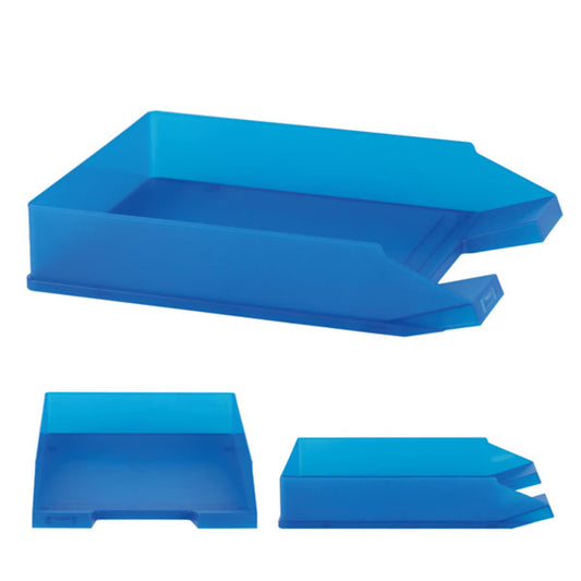 Idena Ablagekorb, 25,3 x 35 cm, DIN A4 - C4, stapelbar, transluzent, royalblau