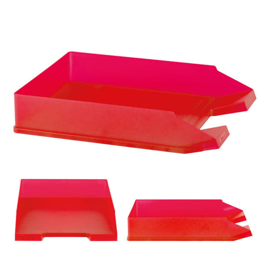 Idena Ablagekorb, 25,3 x 35 cm, DIN A4 - C4, stapelbar, transluzent, rot