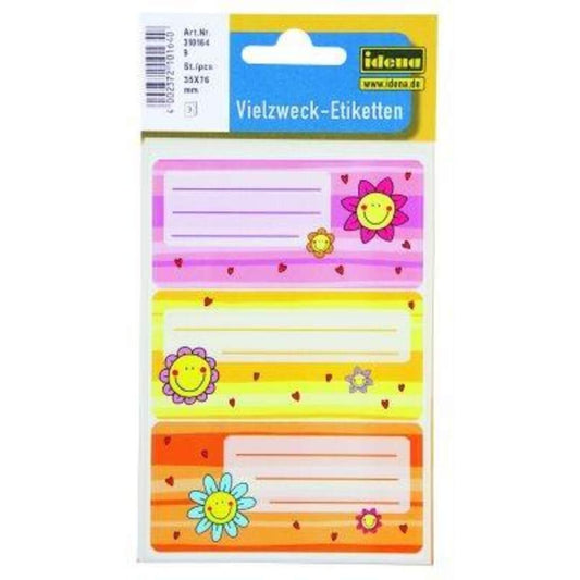 Idena Buchetiketten, farbig, 9 Stück