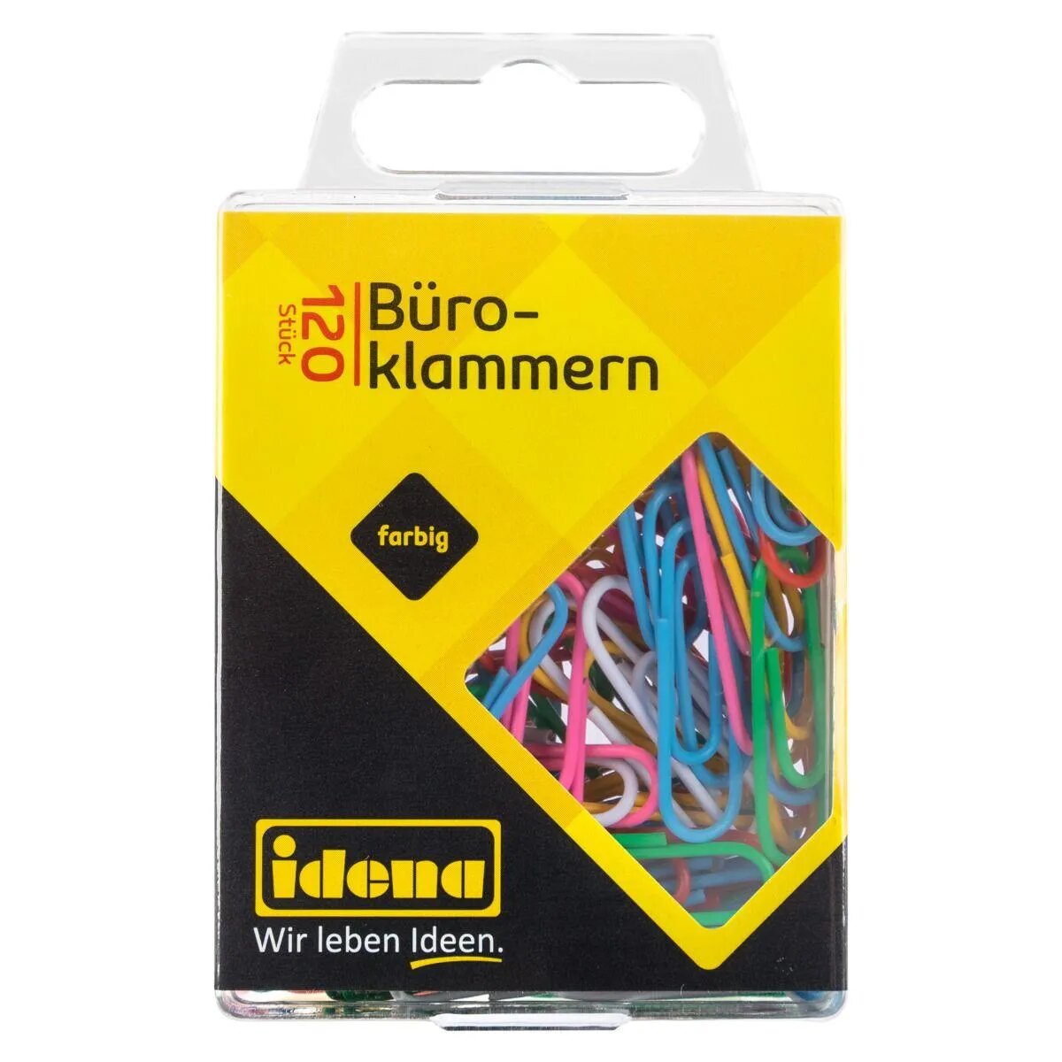Idena Büroklammern, 120 Stück, aus Metall, kunststoffummantelt, farbig