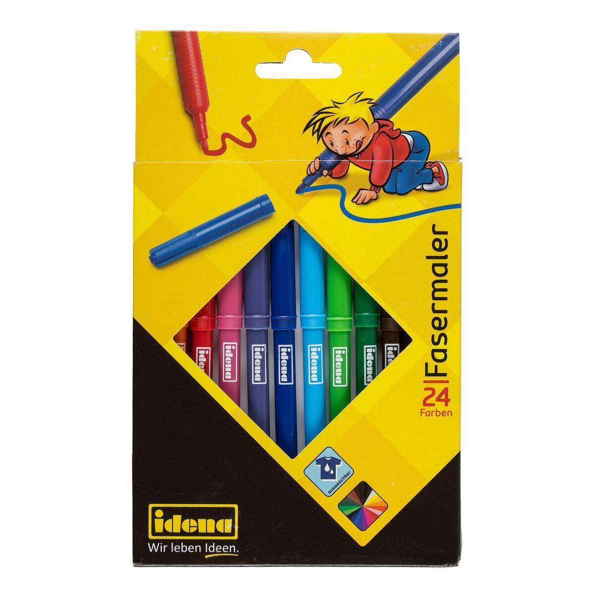 Idena Fasermaler 24 Stück, 2 mm Spitze, 24 Farben