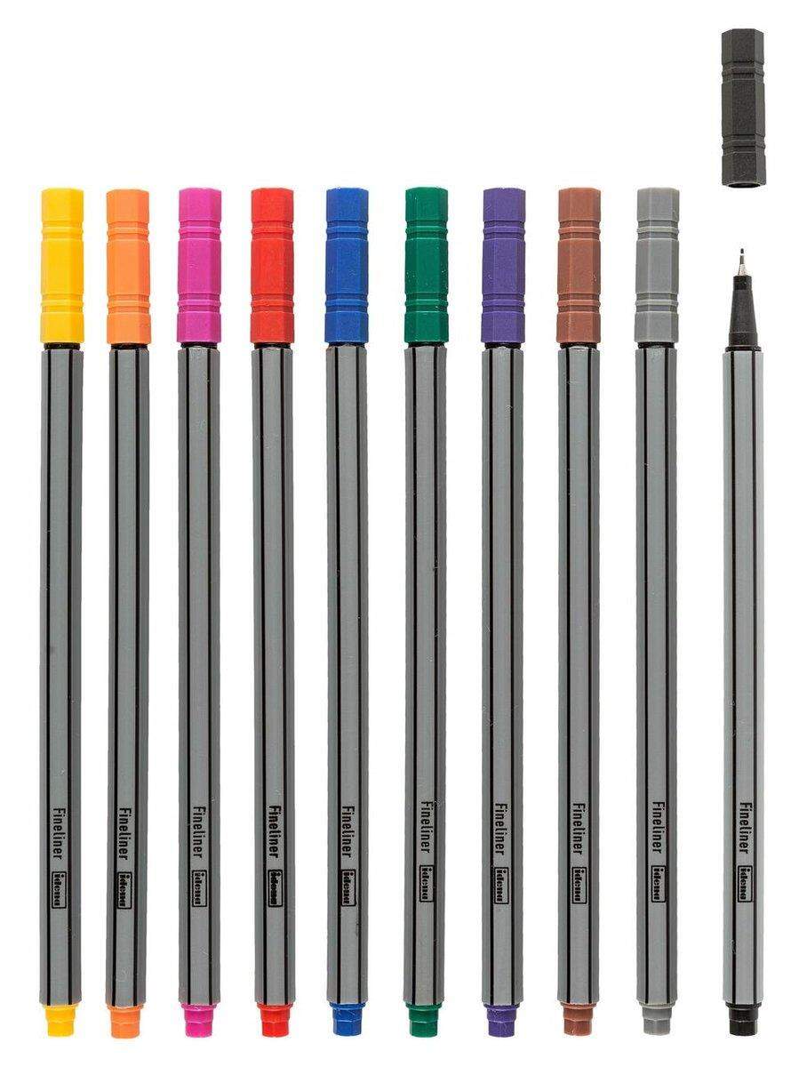 Idena Fineliner, 10 Stück/10 Farben, Strichstärke 0,4 mm
