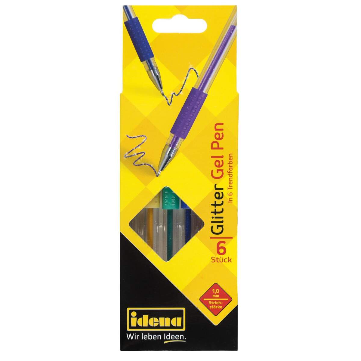 Idena Gel-Pen Glitter, 6 Stück