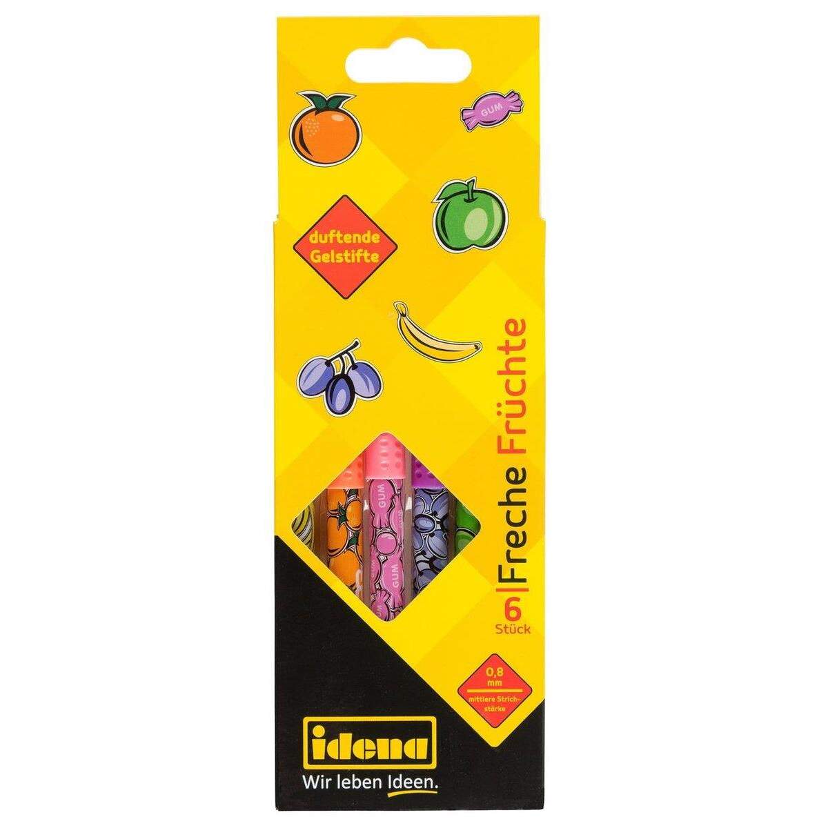 Idena Gelstifte Freche Früchte, 6 Farben, 0,8 mm, mit Duft