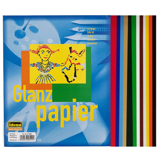 Idena Glanzpapier A5, 12 Blatt, gummiert