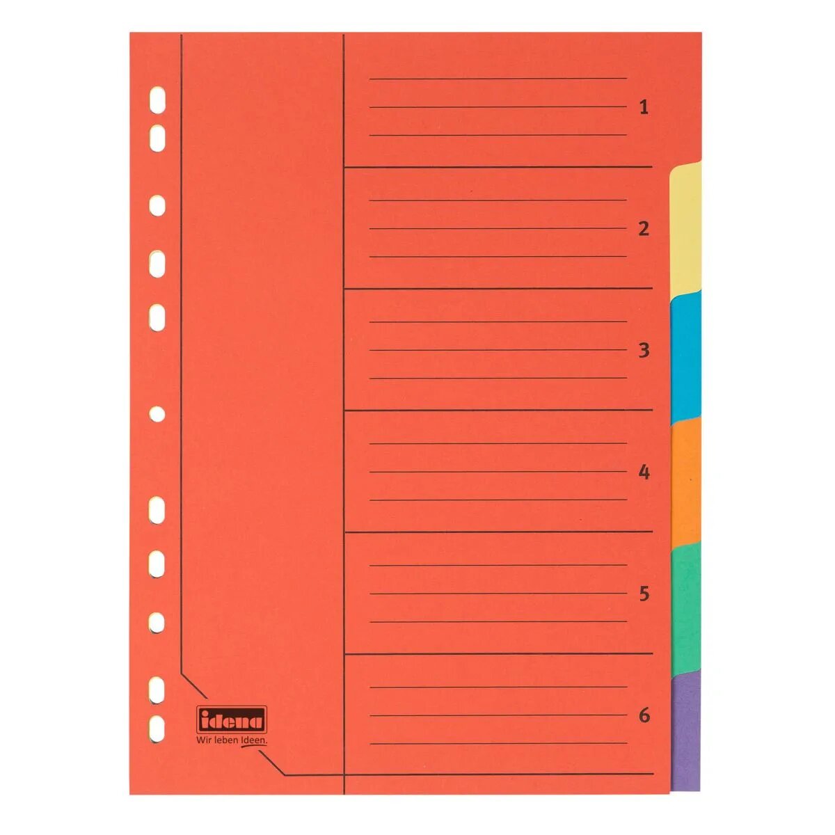 Idena 300246 Karton Register A4 6-tlg.,6 Farben, 170g/m²
