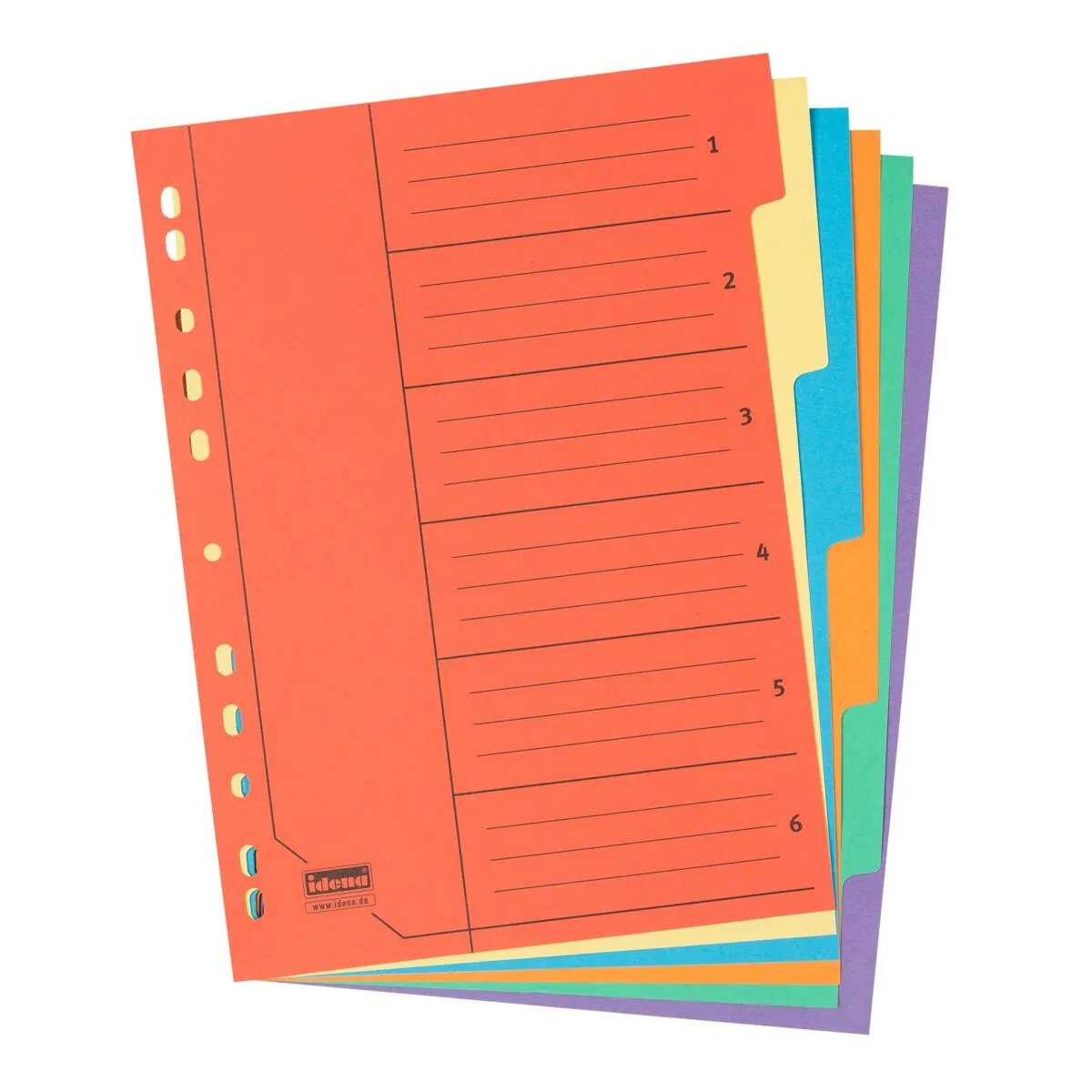 Idena 300246 Karton Register A4 6-tlg.,6 Farben, 170g/m²