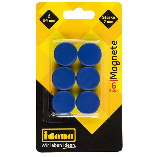 Idena Magnete rund 6 Stück, blau, Ø24mm