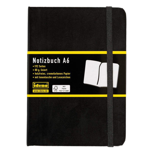 Idena Notizbuch FSC-Mix, liniert, A6, schwarz