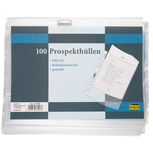 Idena Prospekthülle A5 100er, genarbt, Folienstärke 0,055 mm