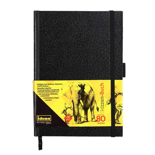 Idena Skizzen-Buch, DIN A5, 80 Seiten, 110 g/m² mit Gummiband & Stifthalter