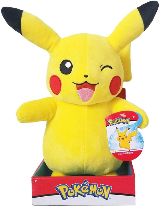 Jazwares Pokemon Plüsch Pikachu auf Sockel, 30 cm