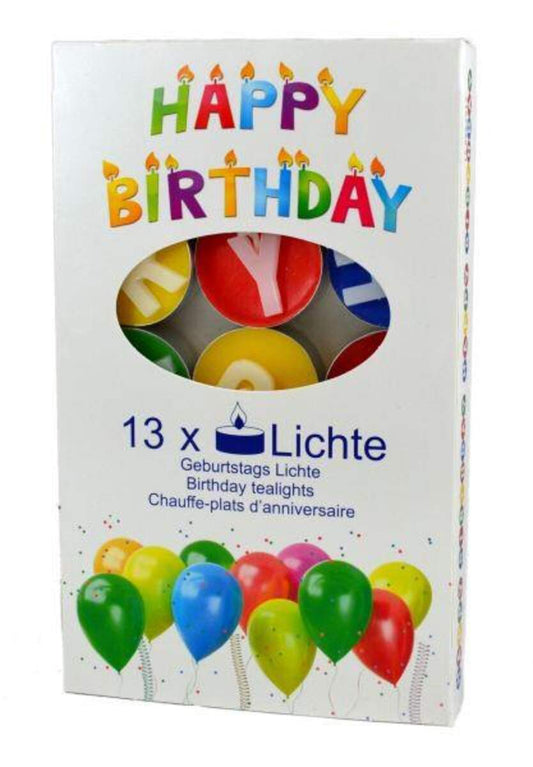 K.C.B. Geburtstagsteelichter Happy Birthday, 13-teilig