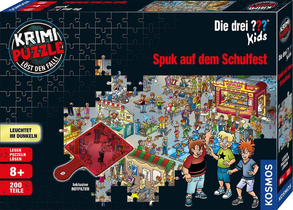 KOSMOS Die drei ??? Kids Krimi-Puzzle Spuk auf dem Schulfest, 200 Teile