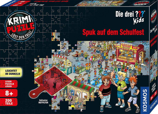 KOSMOS Die drei ??? Kids Krimi-Puzzle Spuk auf dem Schulfest, 200 Teile