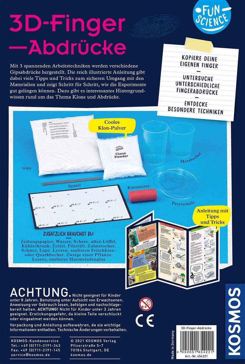 KOSMOS Fun Science - 3D-Fingerabdrücke, 3D-Skulpturen selber machen