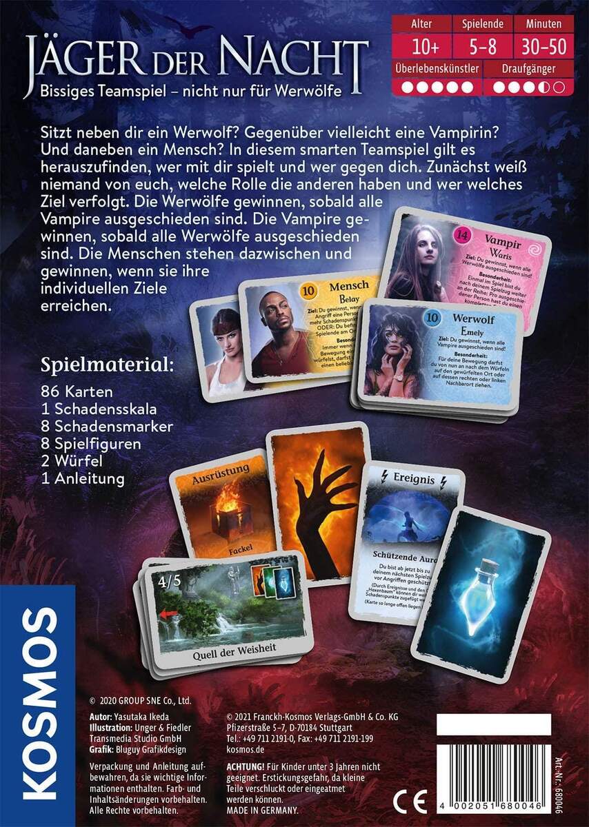 KOSMOS Jäger der Nacht, bissiges Teamspiel nicht nur für Werwölfe