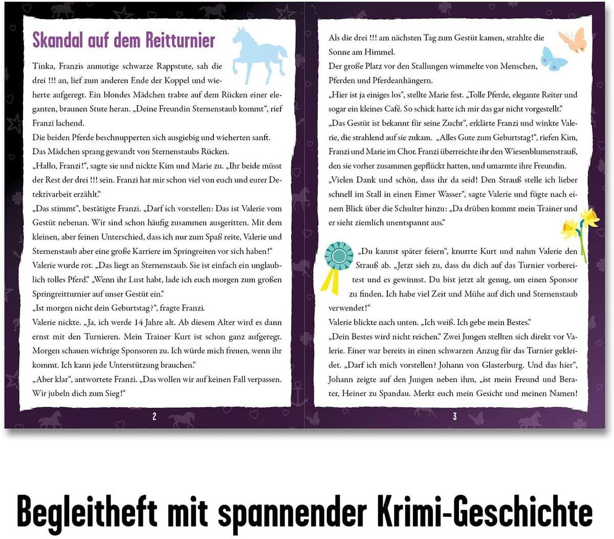 KOSMOS Krimi-Puzzle: Die drei !!! - Skandal auf dem Reitturnier, Leuchtet im Dunkeln, 200 Teile