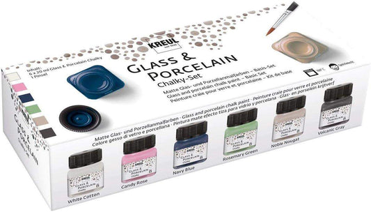 KREUL Glas- und Porzellanfarben, 6 x 20 ml sowie 1 Pinsel