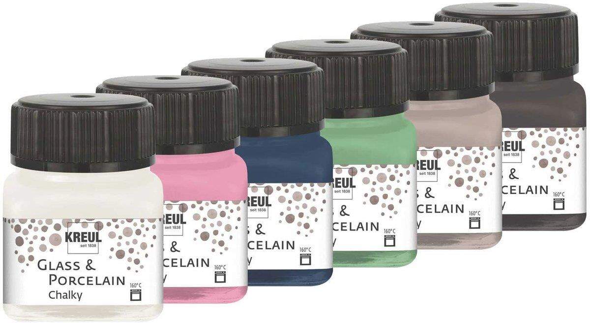 KREUL Glas- und Porzellanfarben, 6 x 20 ml sowie 1 Pinsel