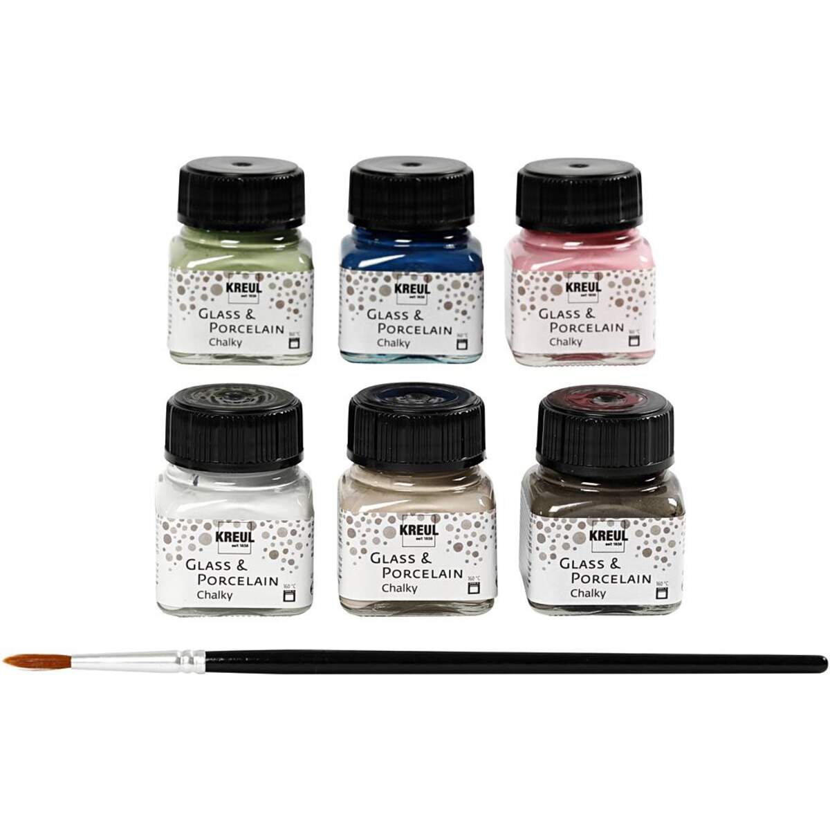 KREUL Glas- und Porzellanfarben, 6 x 20 ml sowie 1 Pinsel