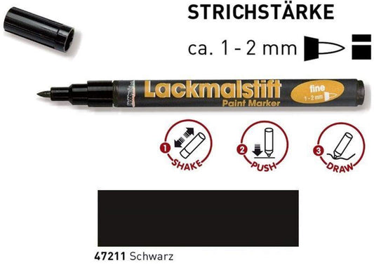 KREUL Lackmalstift fine Schwarz 1-2 mm