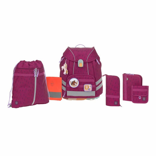Lässig Schulranzen Set Flexy Unique Speckles Berry, 7-teilig