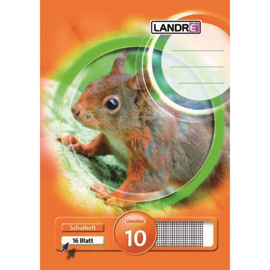 Landré Schulheft A5, kariert, Liniatur 10, 16 Blatt, sortiert