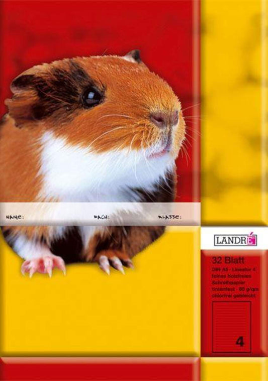 Landré Schulheft Tiermotiv A5, liniert, Liniatur 4, 32 Blatt