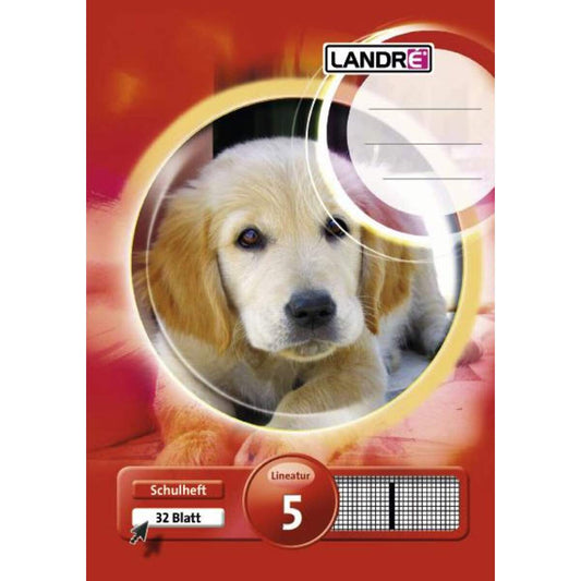 Landré Schulheft Tiermotiv A5, liniert, Liniatur 5, 32 Blatt, sortiert