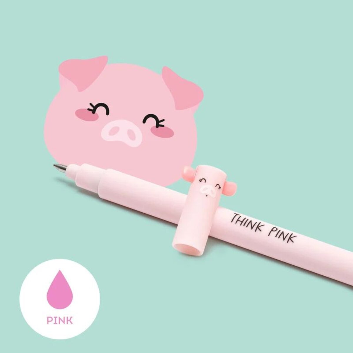 Legami Löschbarer Gelstift - Erasable Pen, pinkes Schweinchen