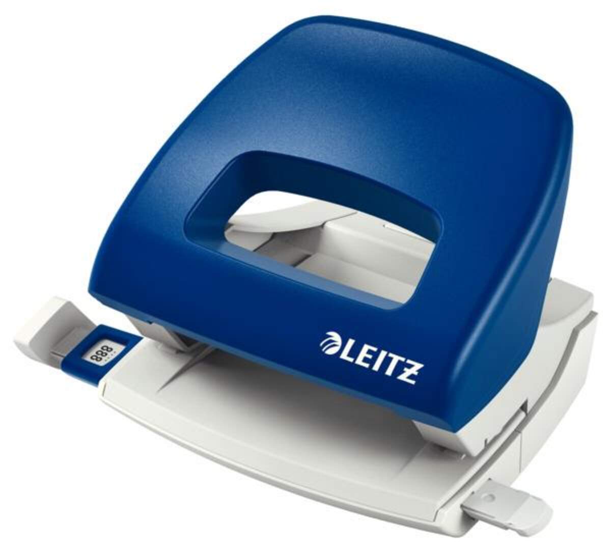 Leitz Bürolocher blau Anschlagschiene, 16 Blatt
