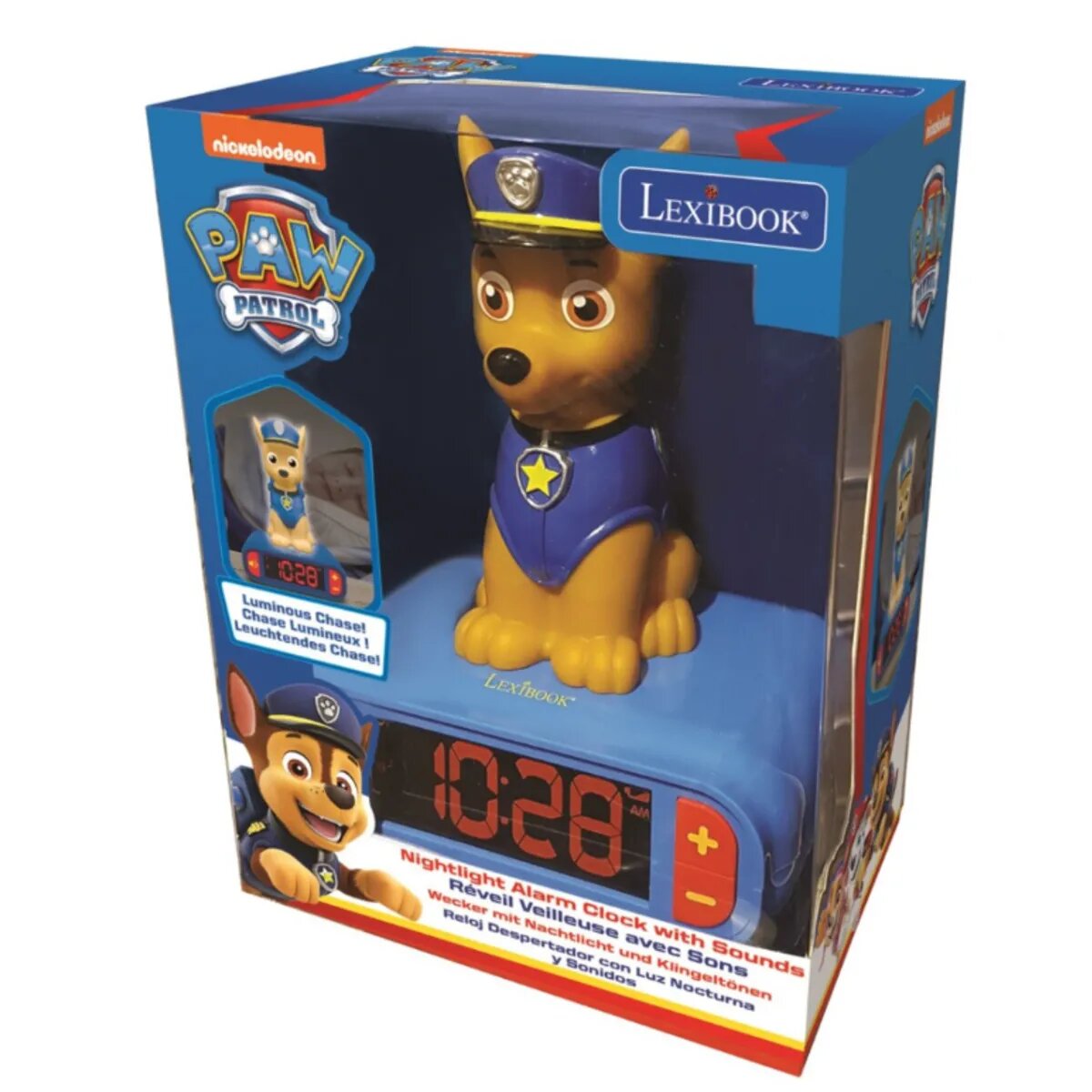 Waiky Paw Patrol Chase Wecker mit 3D Nachtlicht-Figur